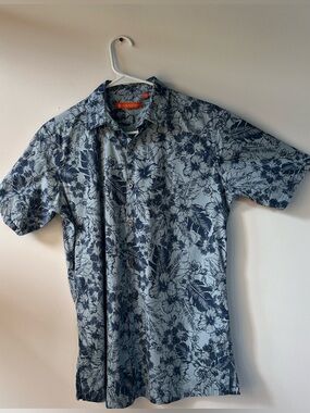 Tori Richard Navy Floral Print Casual Button-Down Shirt